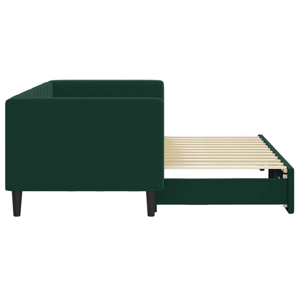 Lit de jour avec gigogne sans matelas vert foncé 80x200 cm