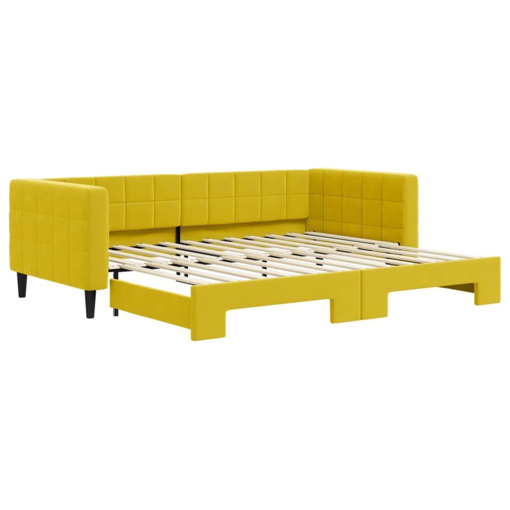 Lit de jour avec lit gigogne jaune 90x200 cm velours - XIOS