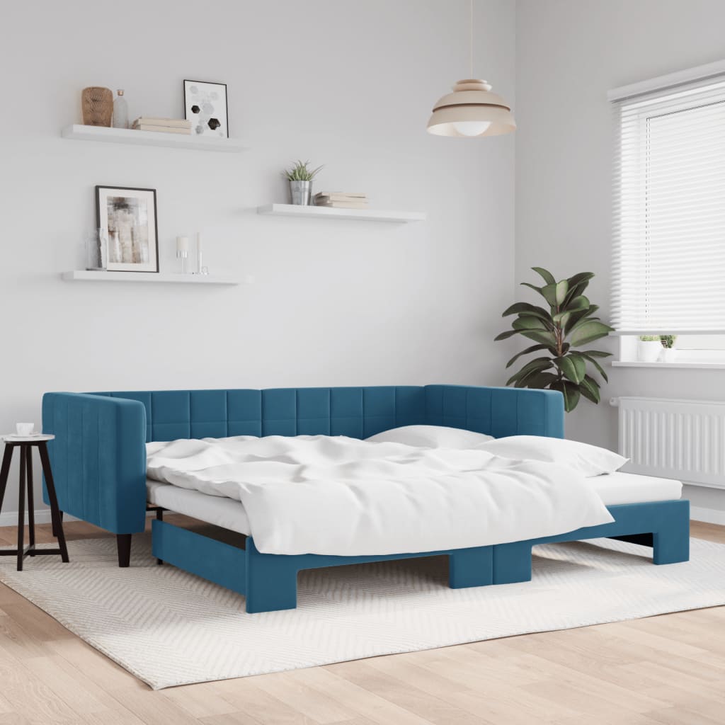 Lit de jour avec gigogne sans matelas bleu 100x200 cm - XIOS