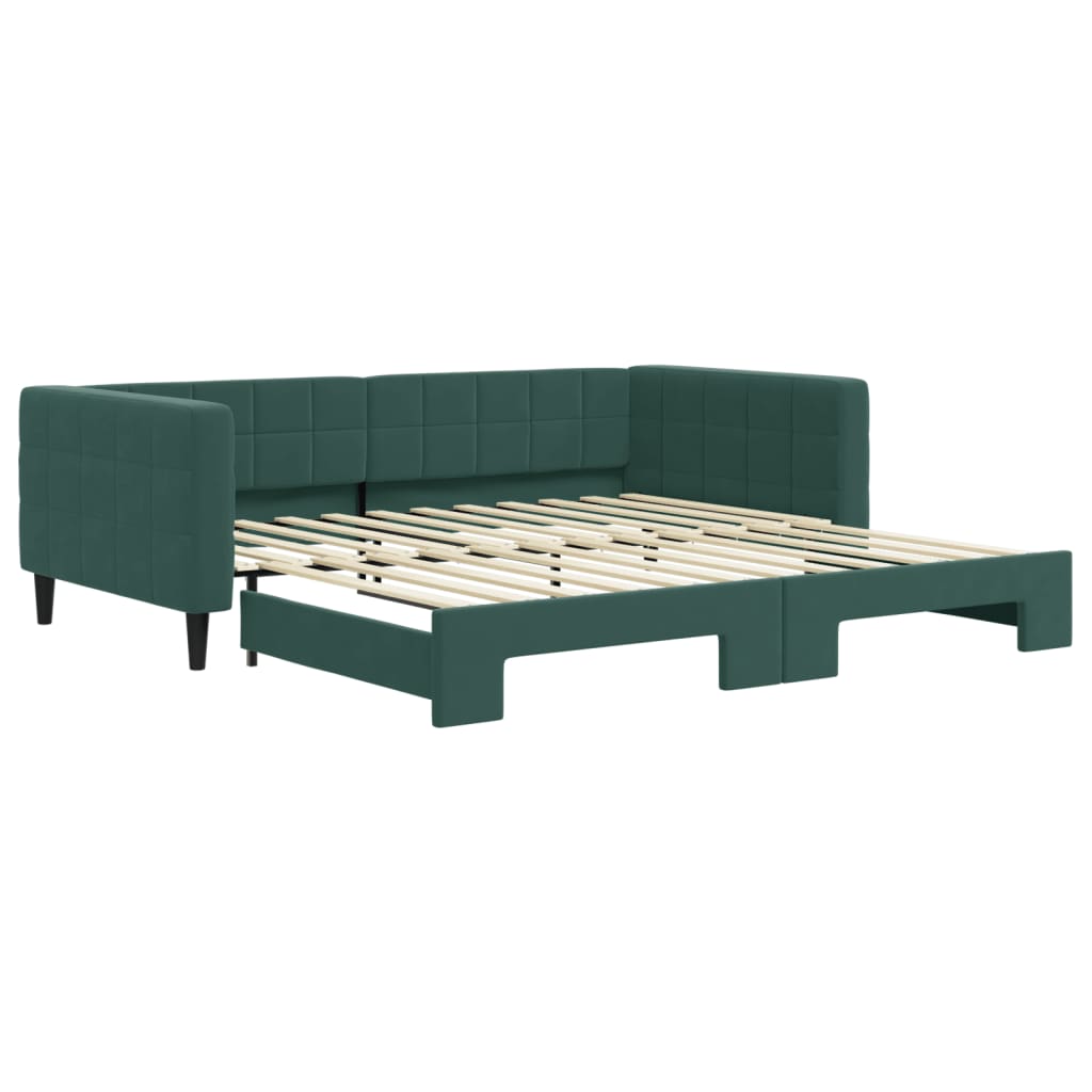Lit de jour avec gigogne sans matelas vert foncé 100x200 cm - XIOS