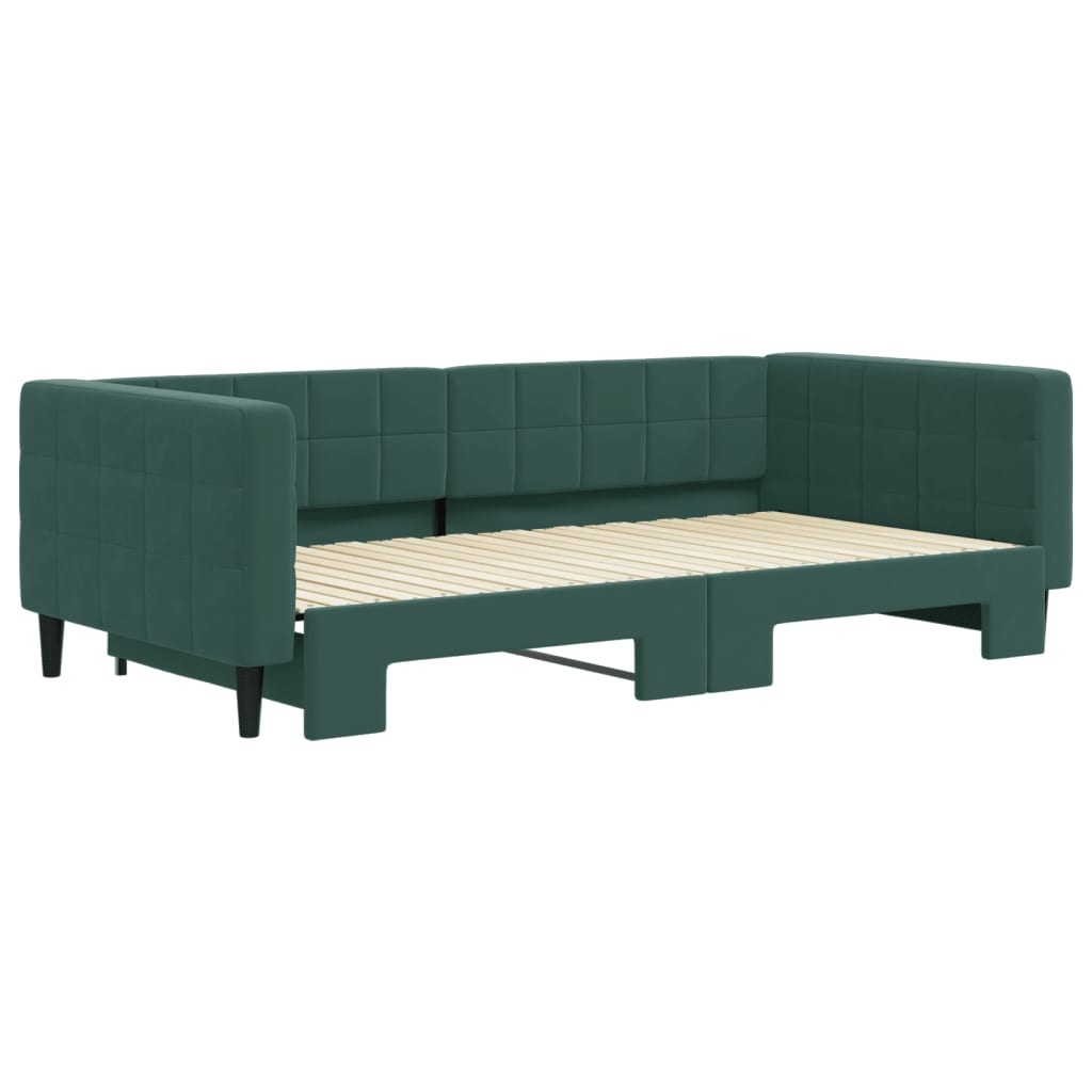 Lit de jour avec gigogne sans matelas vert foncé 100x200 cm - XIOS