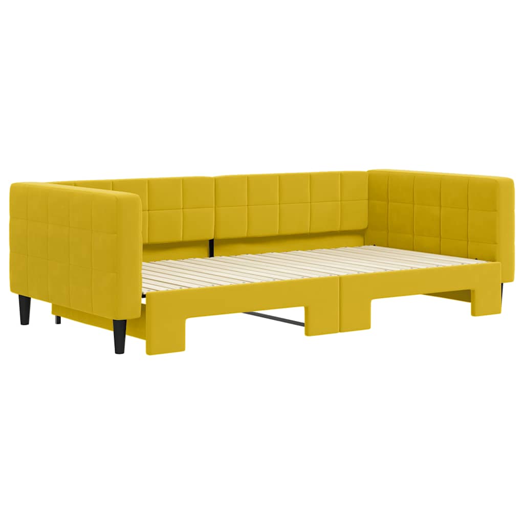 Lit de jour avec lit gigogne jaune 100x200 cm velours