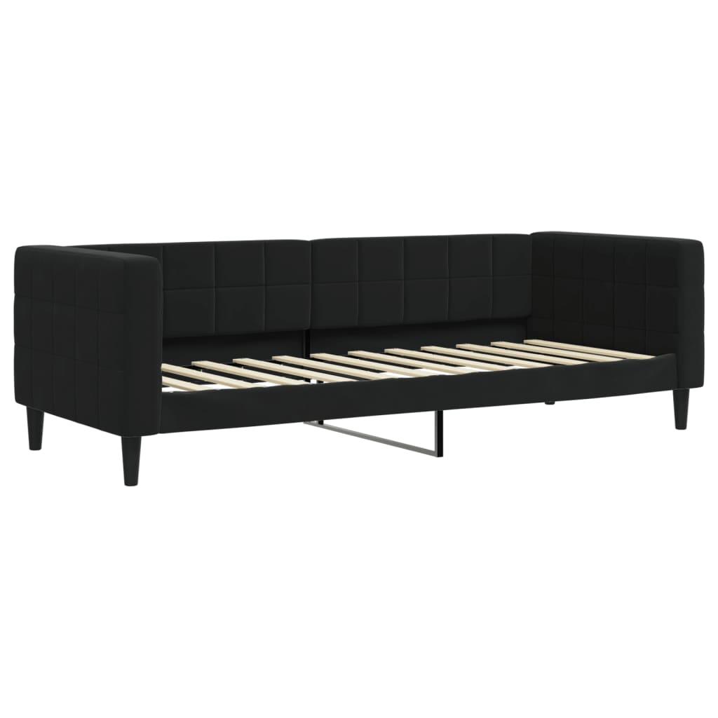 Lit de jour avec lit gigogne et matelas noir 80x200 cm velours - XIOS