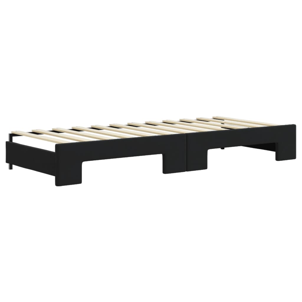 Lit de jour avec lit gigogne et matelas noir 80x200 cm velours - XIOS