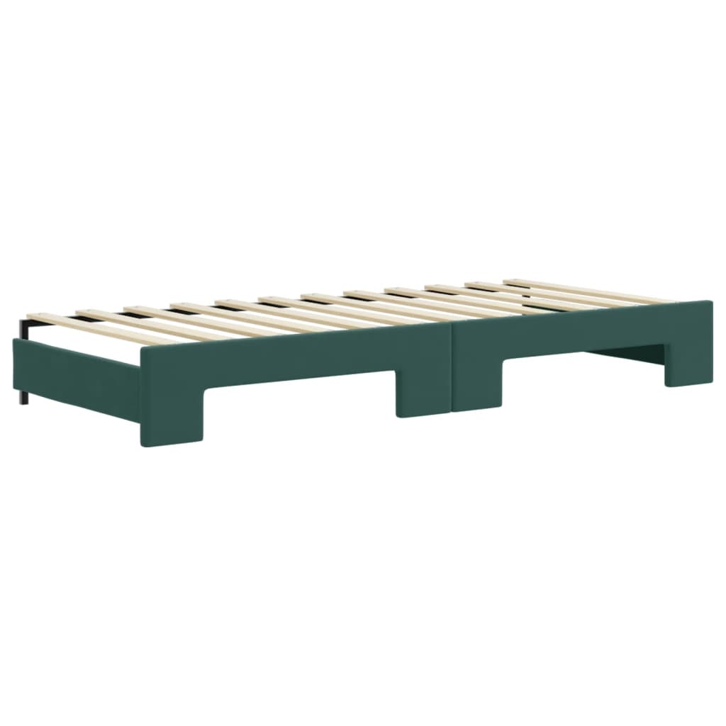 Lit de jour avec gigogne et matelas vert foncé 90x200cm velours - XIOS