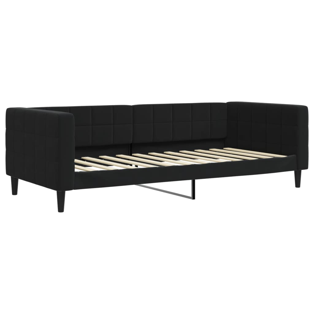 Lit de jour avec gigogne et matelas noir 90x200 cm velours - XIOS