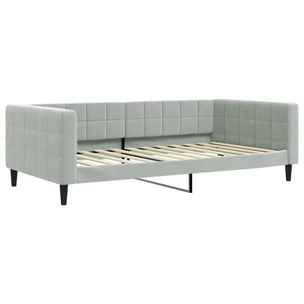 Lit de jour et gigogne et matelas gris clair 100x200 cm velours - XIOS