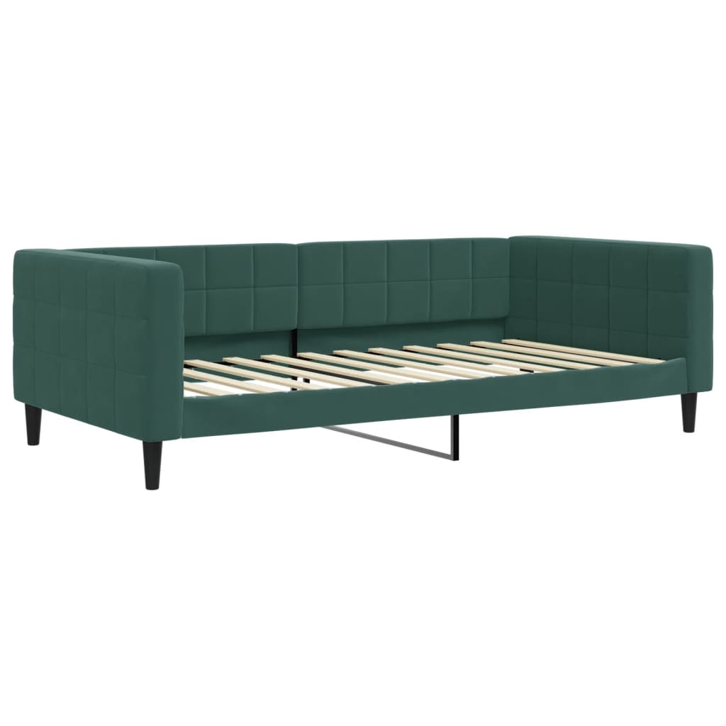 Lit de jour et gigogne et matelas vert foncé 100x200 cm velours - XIOS