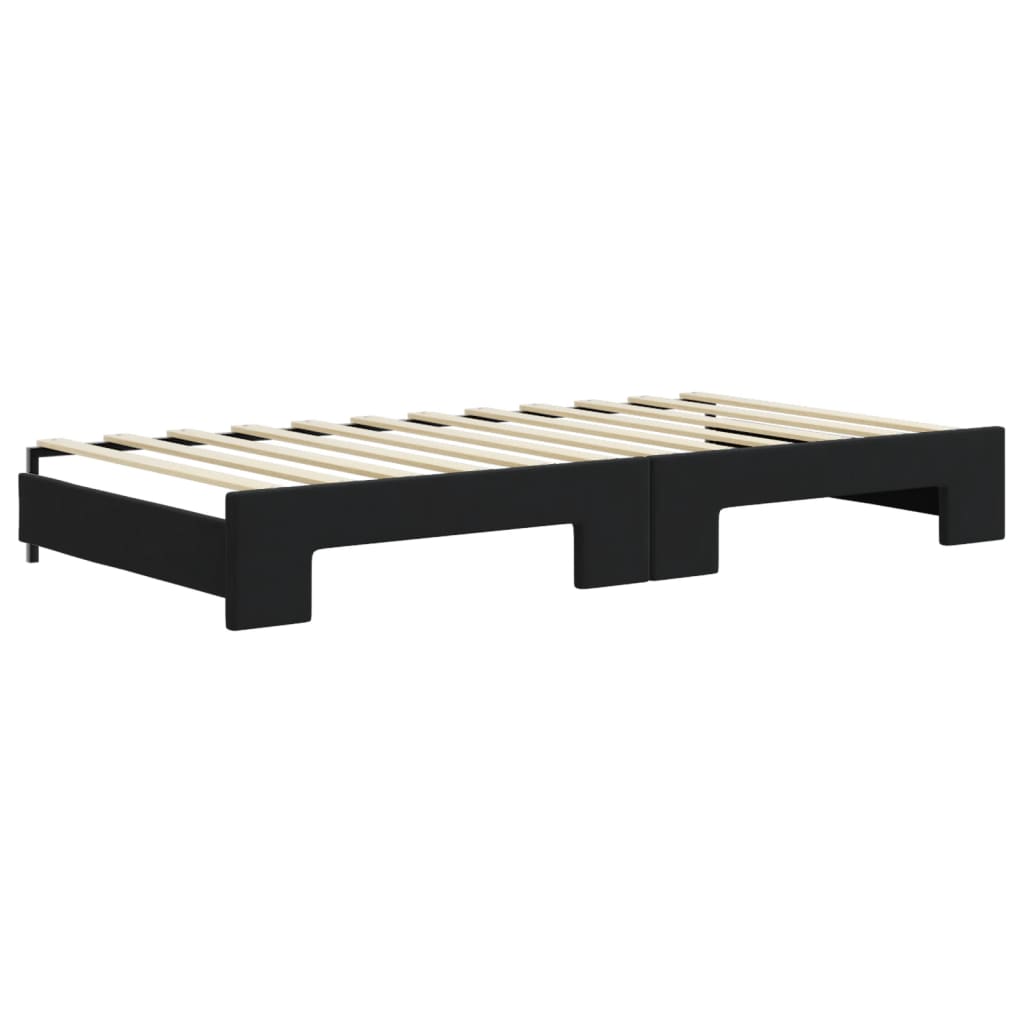 Lit de jour avec lit gigogne et matelas noir 100x200 cm velours - XIOS