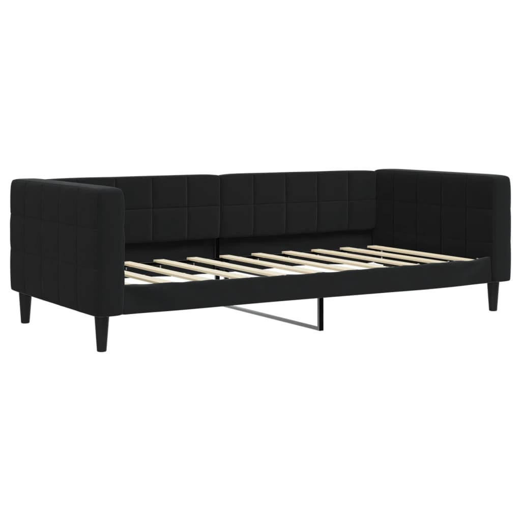 Lit de jour avec gigogne et matelas noir 90x190 cm velours - XIOS