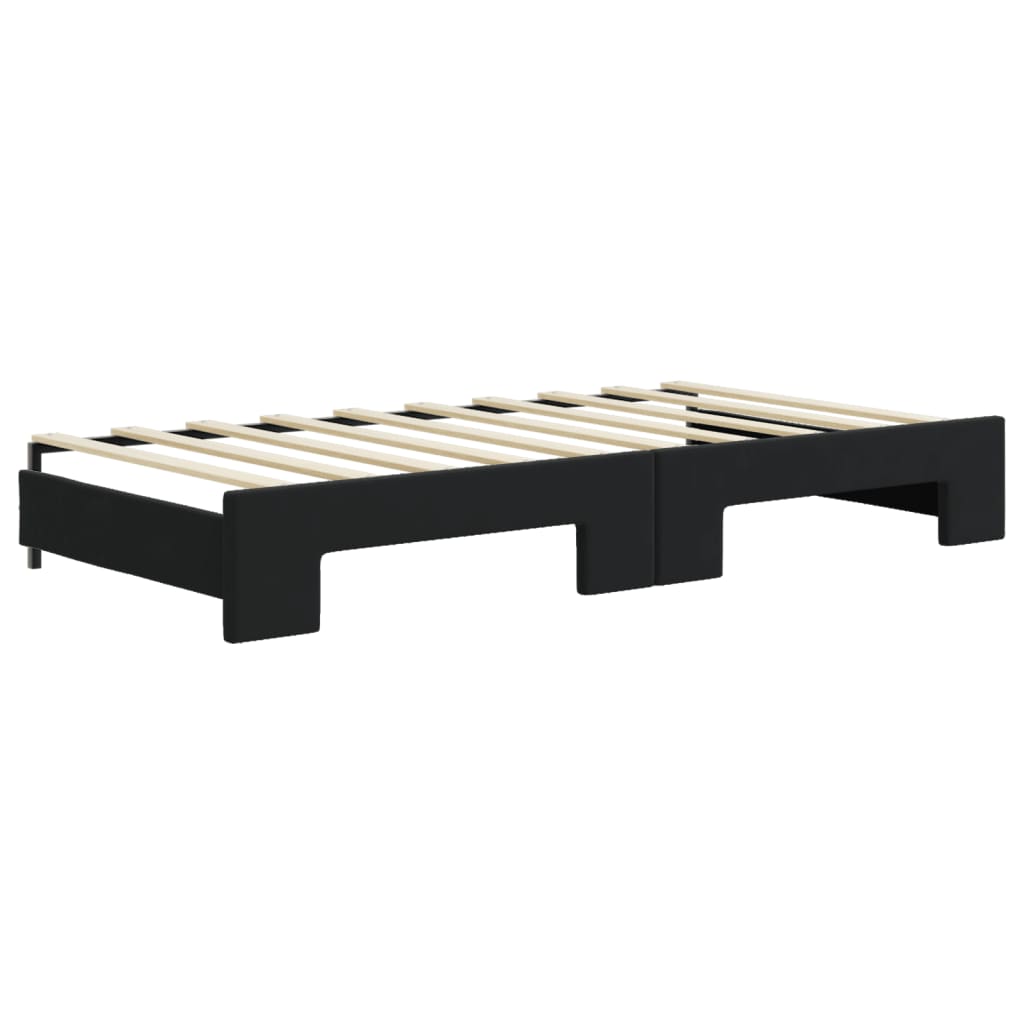 Lit de jour avec gigogne et matelas noir 90x190 cm velours - XIOS