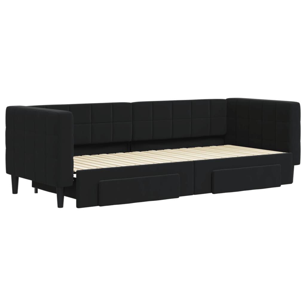 Lit de jour avec gigogne et tiroirs sans matelas noir 80x200 cm - XIOS