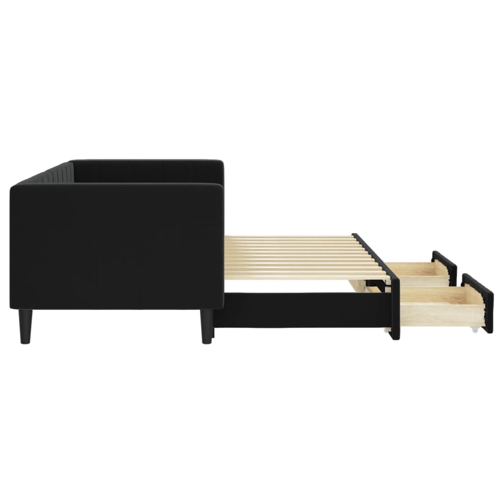 Lit de jour avec gigogne et tiroirs sans matelas noir 80x200 cm - XIOS