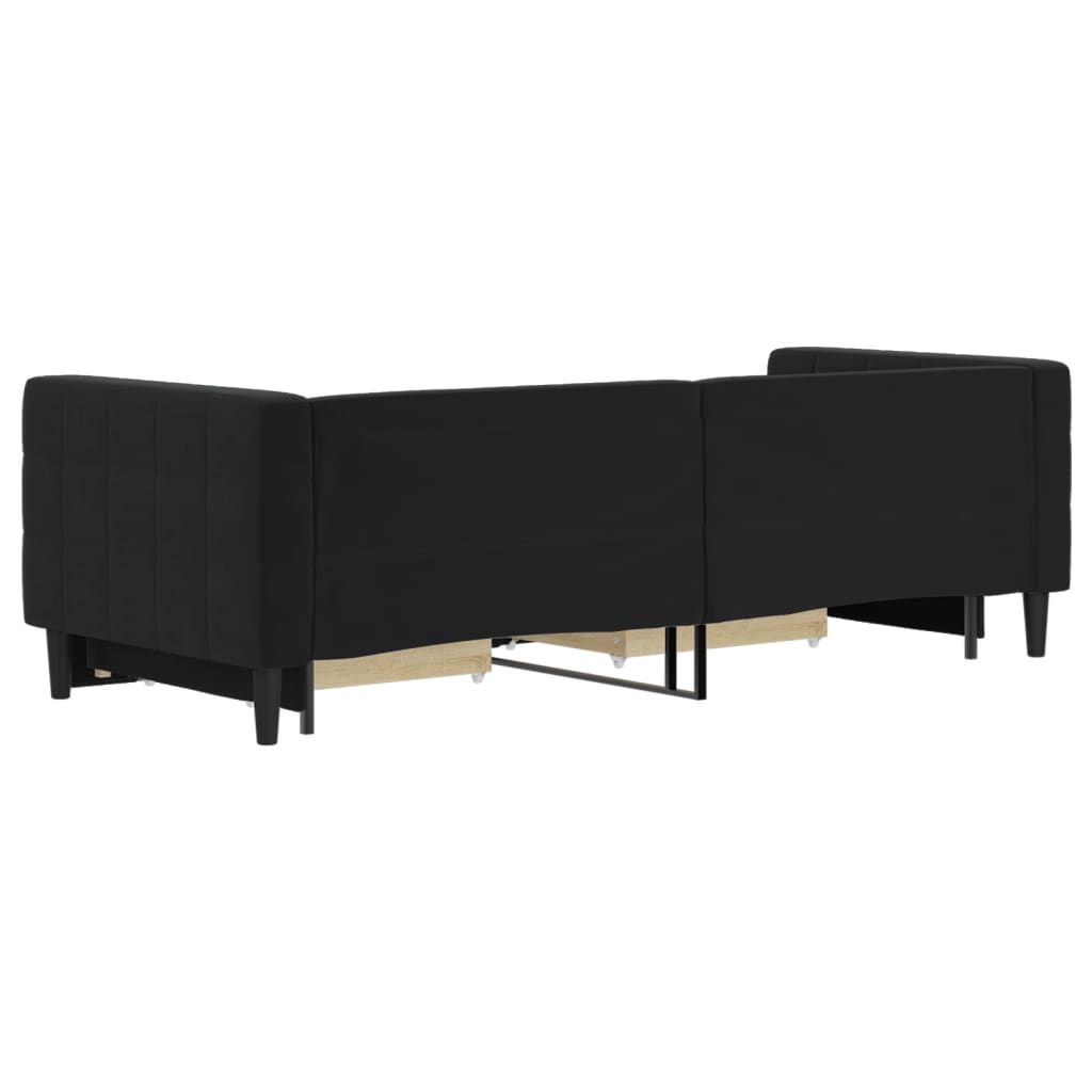 Lit de jour avec gigogne et tiroirs sans matelas noir 80x200 cm - XIOS