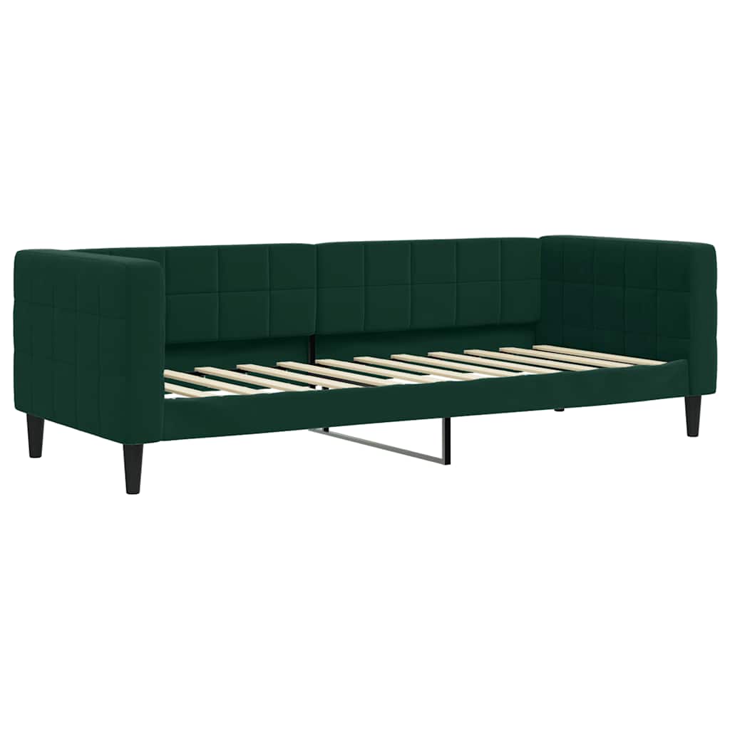 Lit de jour avec gigogne et tiroirs vert foncé 80x200cm velours