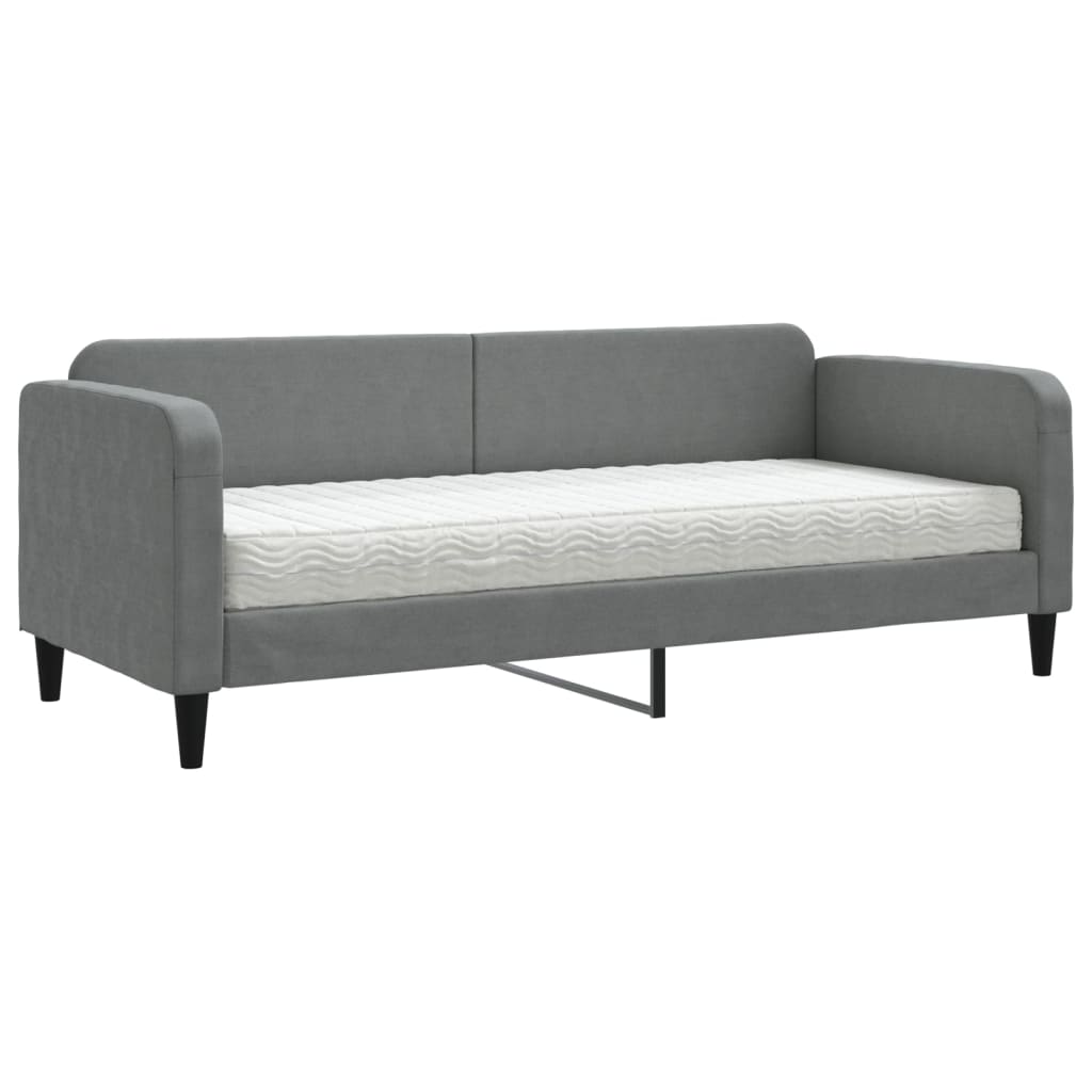 Lit de jour avec matelas gris foncé 80x200 cm tissu - XIOS