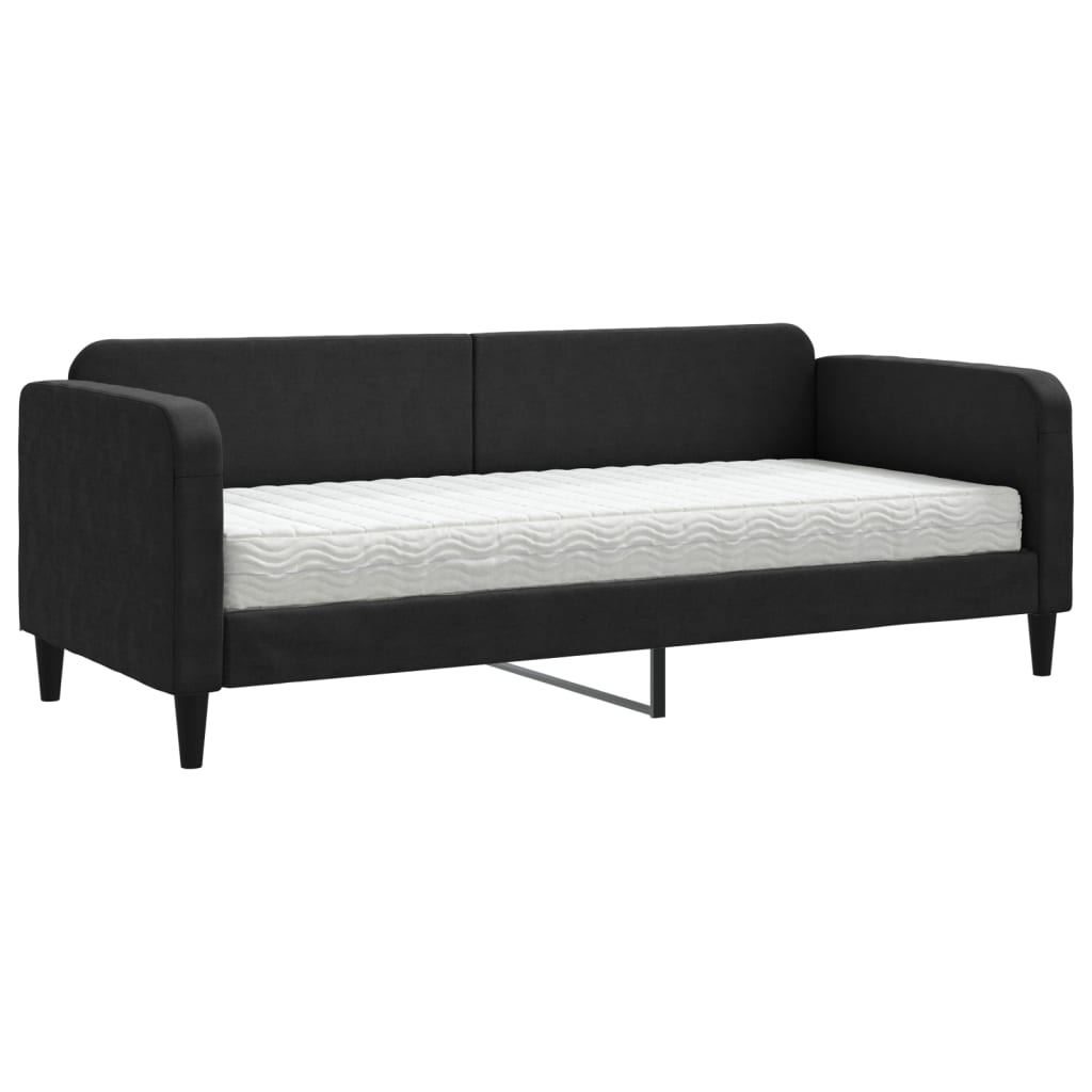 Lit de jour avec matelas noir 80x200 cm tissu - XIOS