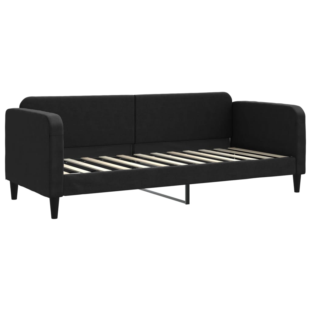 Lit de jour avec matelas noir 80x200 cm tissu - XIOS