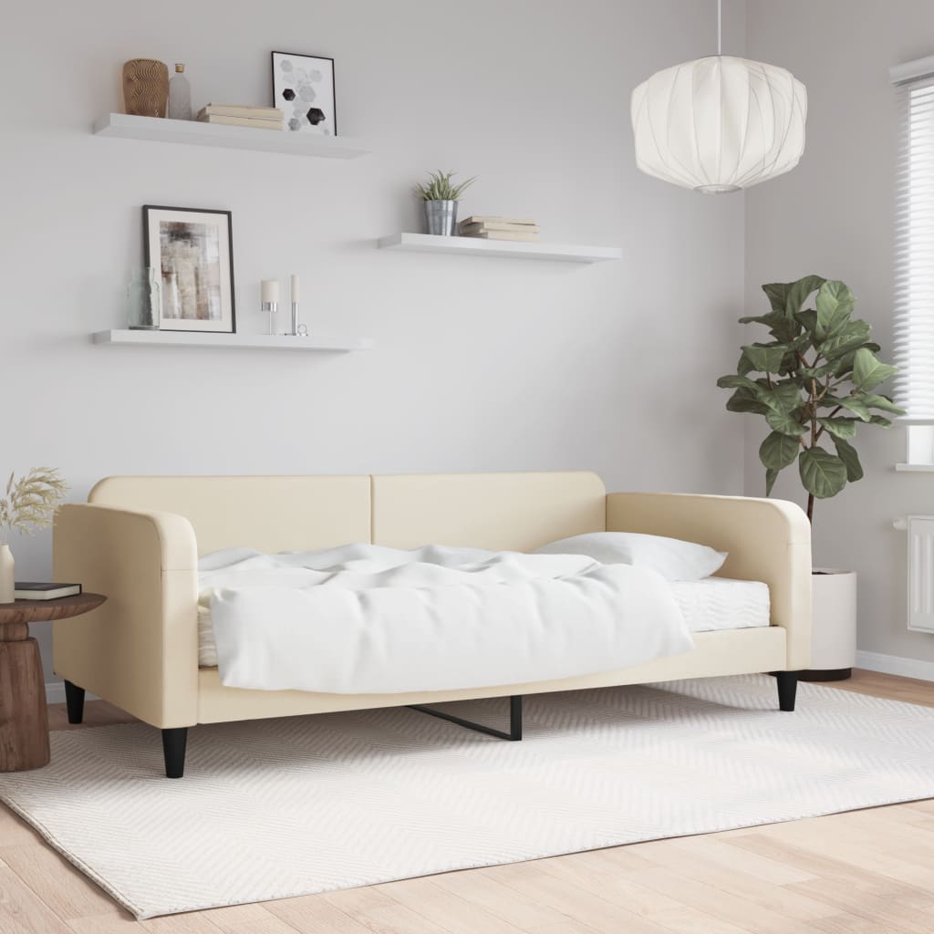 Lit de jour avec matelas crème 80x200 cm tissu - XIOS