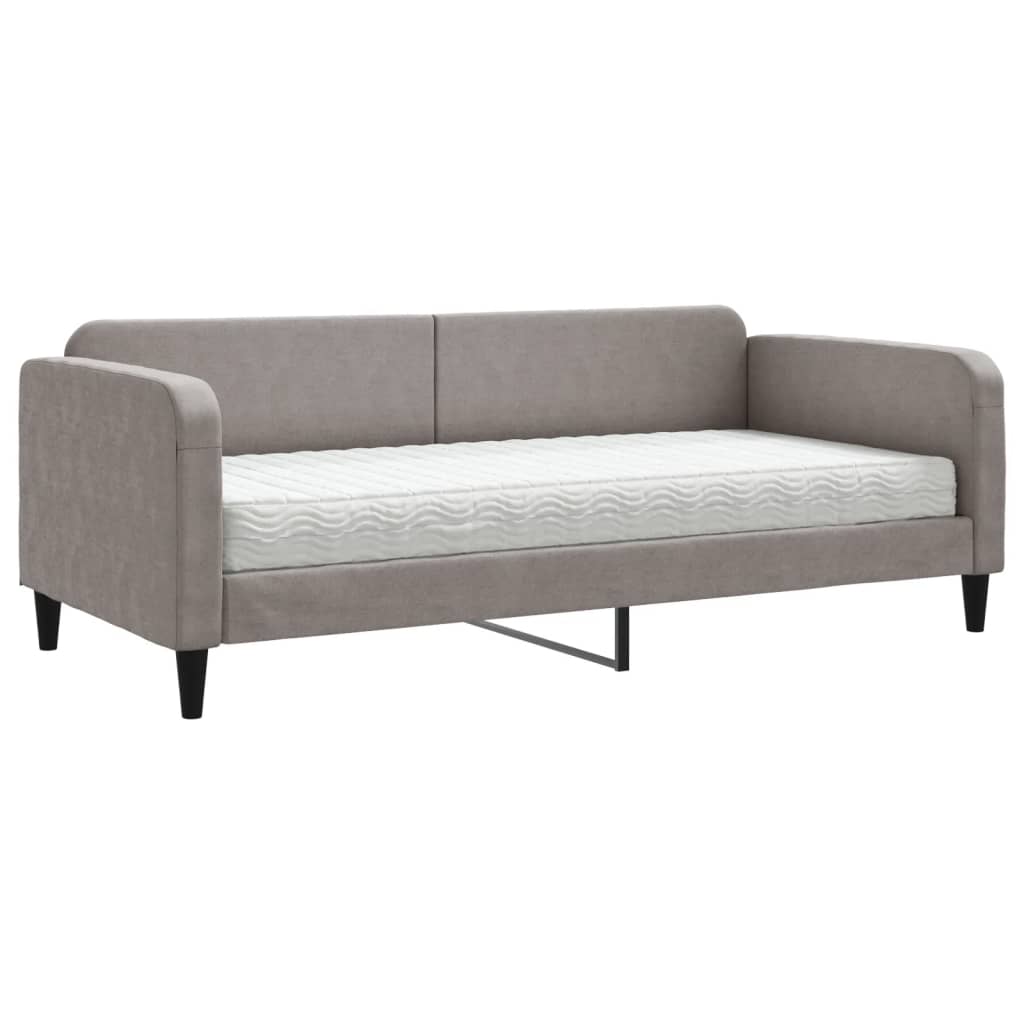 Lit de jour avec matelas taupe 90x200 cm tissu - XIOS
