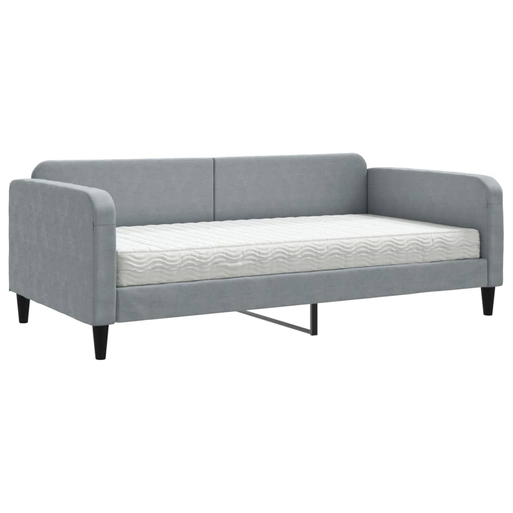 Lit de jour avec matelas gris clair 100x200 cm tissu - XIOS