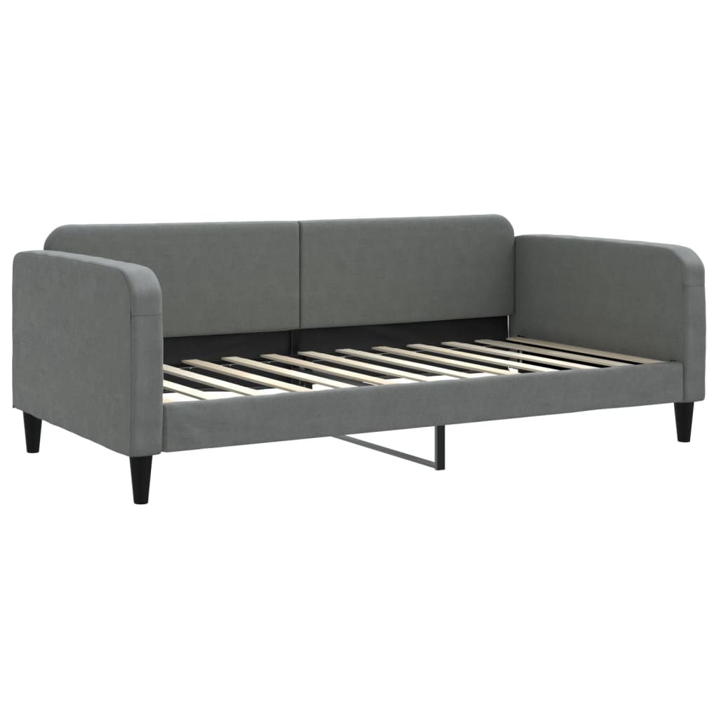 Lit de jour avec matelas gris foncé 100x200 cm tissu - XIOS