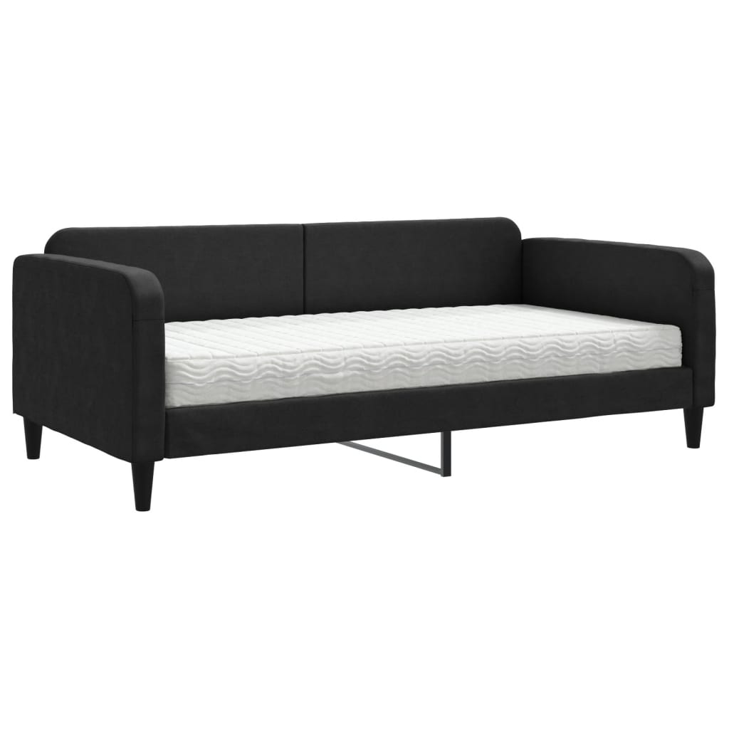 Lit de jour avec matelas noir 100x200 cm tissu - XIOS