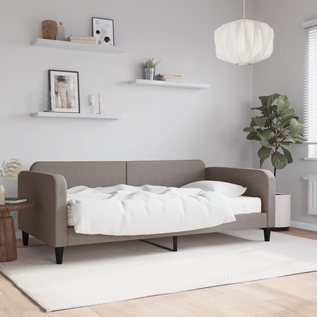 Lit de jour avec matelas taupe 100x200 cm tissu