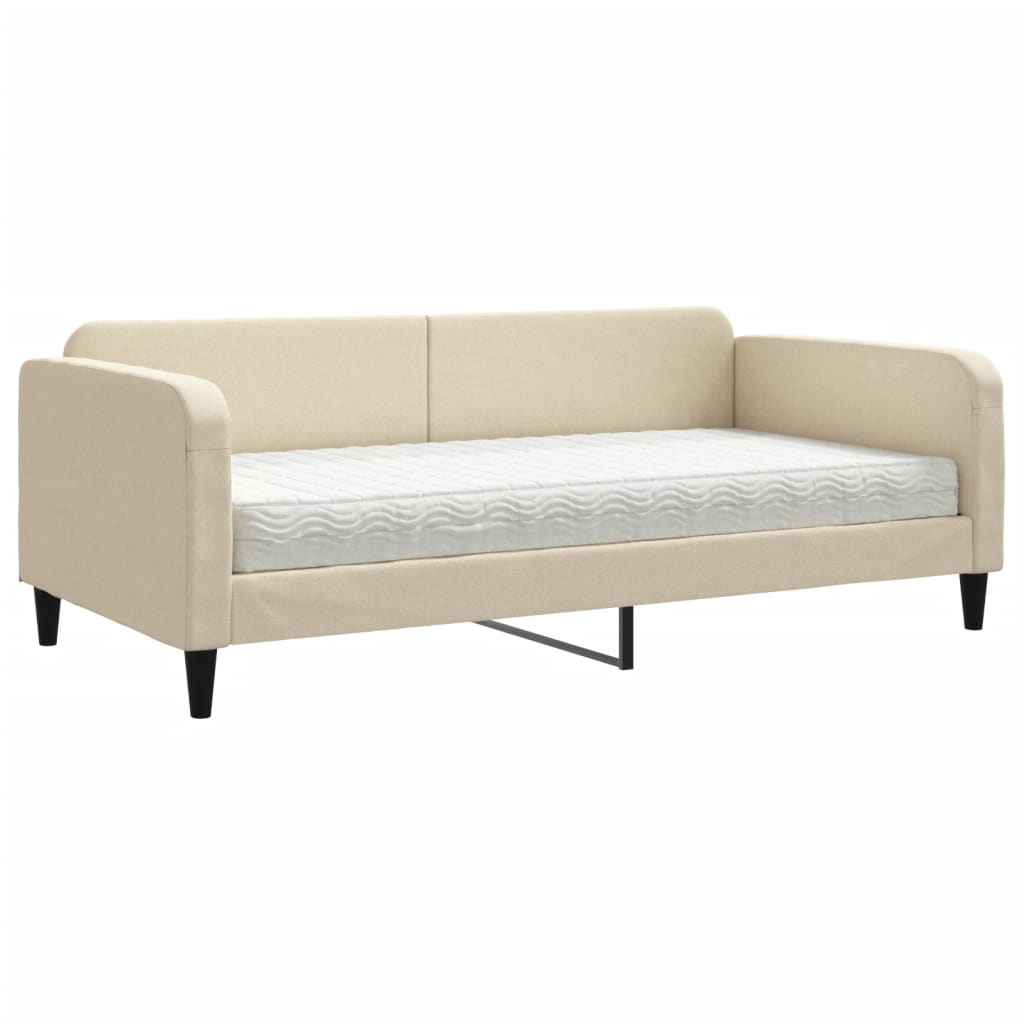 Lit de jour avec matelas crème 100x200 cm tissu - XIOS