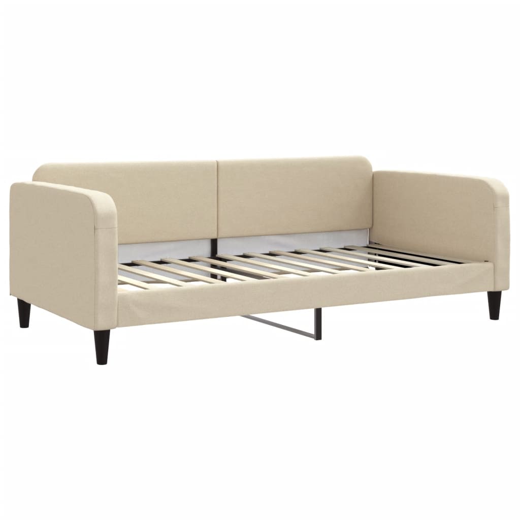 Lit de jour avec matelas crème 100x200 cm tissu - XIOS