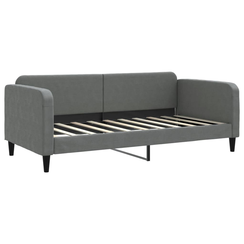 Lit de jour avec matelas gris foncé 90x190 cm tissu - XIOS