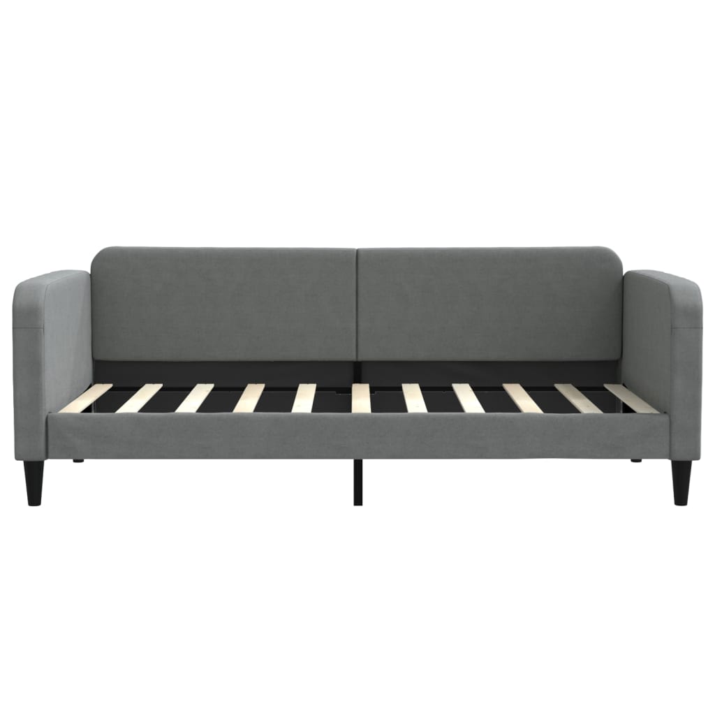 Lit de jour avec matelas gris foncé 90x190 cm tissu - XIOS
