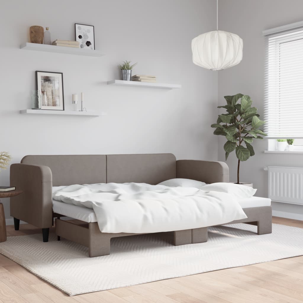 Lit de jour avec gigogne sans matelas taupe 80x200 cm - XIOS