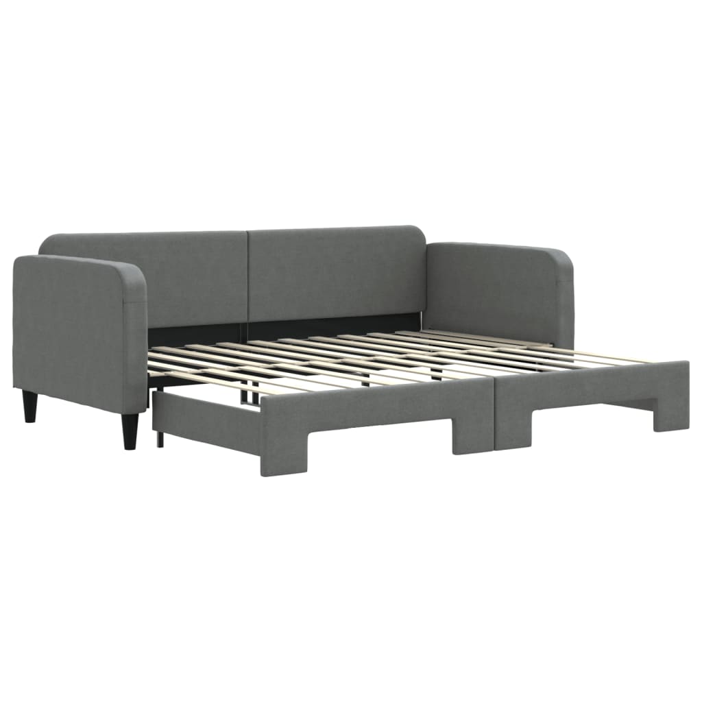 Lit de jour avec gigogne sans matelas gris foncé 90x200 cm - XIOS