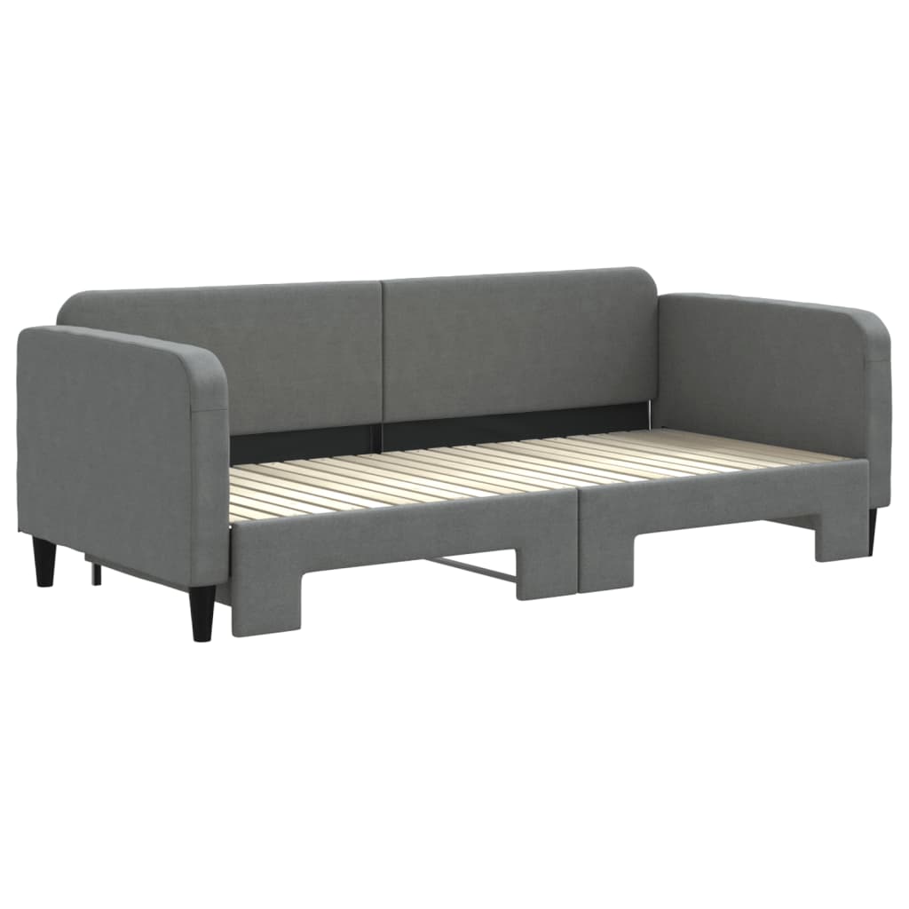 Lit de jour avec gigogne sans matelas gris foncé 90x200 cm - XIOS