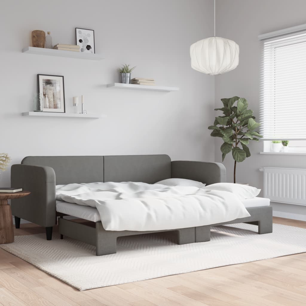 Lit de jour avec gigogne sans matelas gris foncé 90x200 cm - XIOS