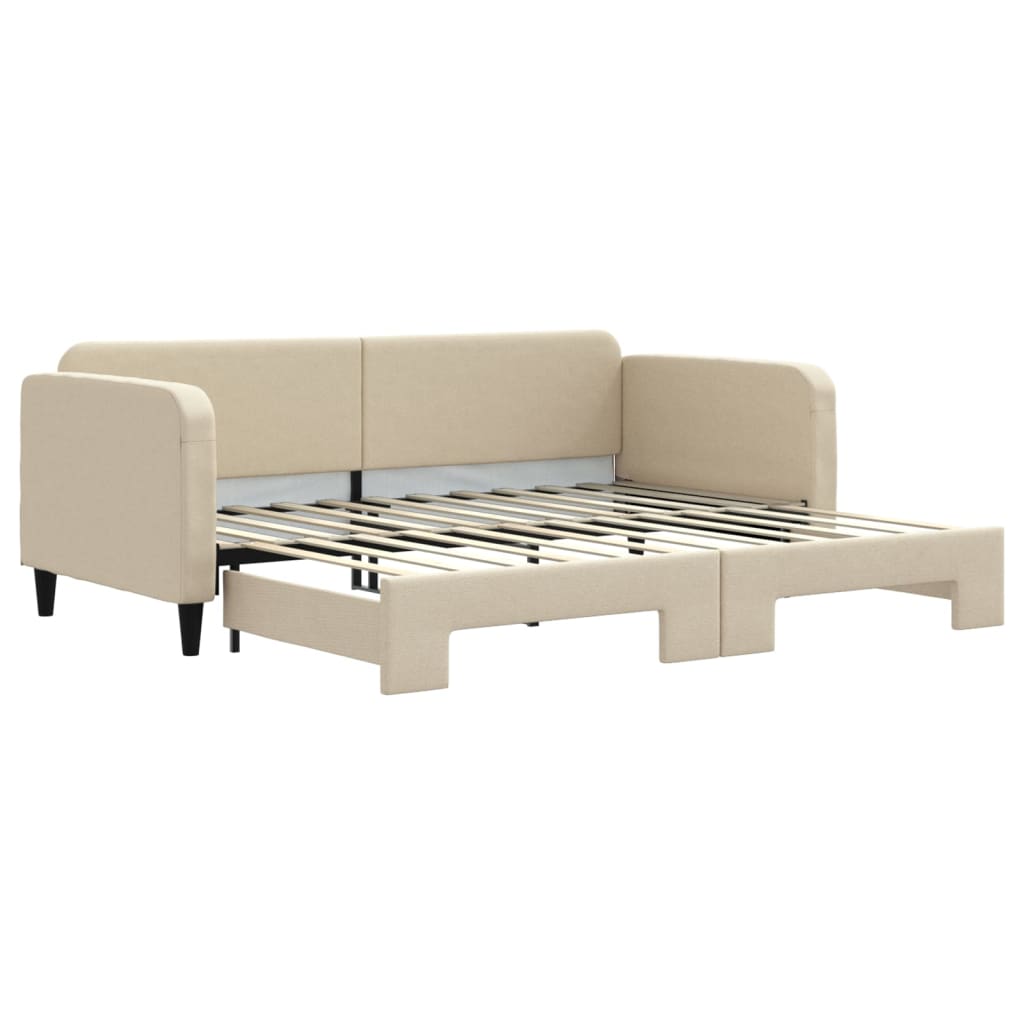 Lit de jour avec gigogne sans matelas crème 90x200 cm - XIOS