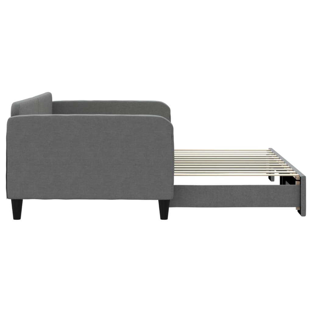 Lit de jour avec gigogne sans matelas gris foncé 100x200 cm - XIOS
