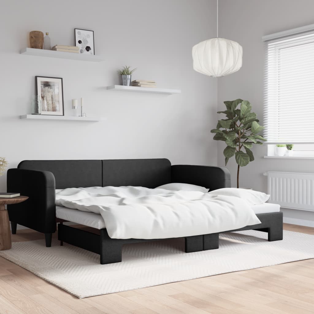 Lit de jour avec gigogne sans matelas noir 100x200 cm - XIOS