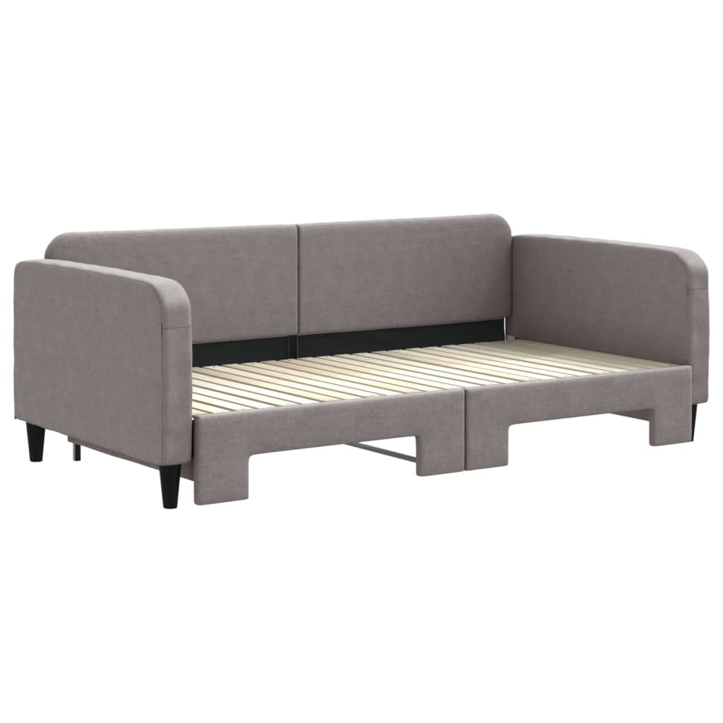 Lit de jour avec lit gigogne taupe 100x200 cm tissu