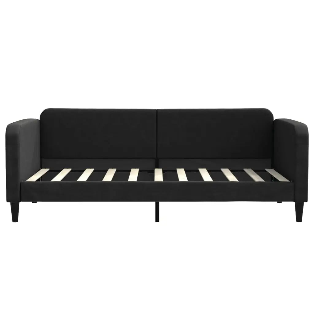 Lit de jour avec lit gigogne noir 90x190 cm tissu - XIOS