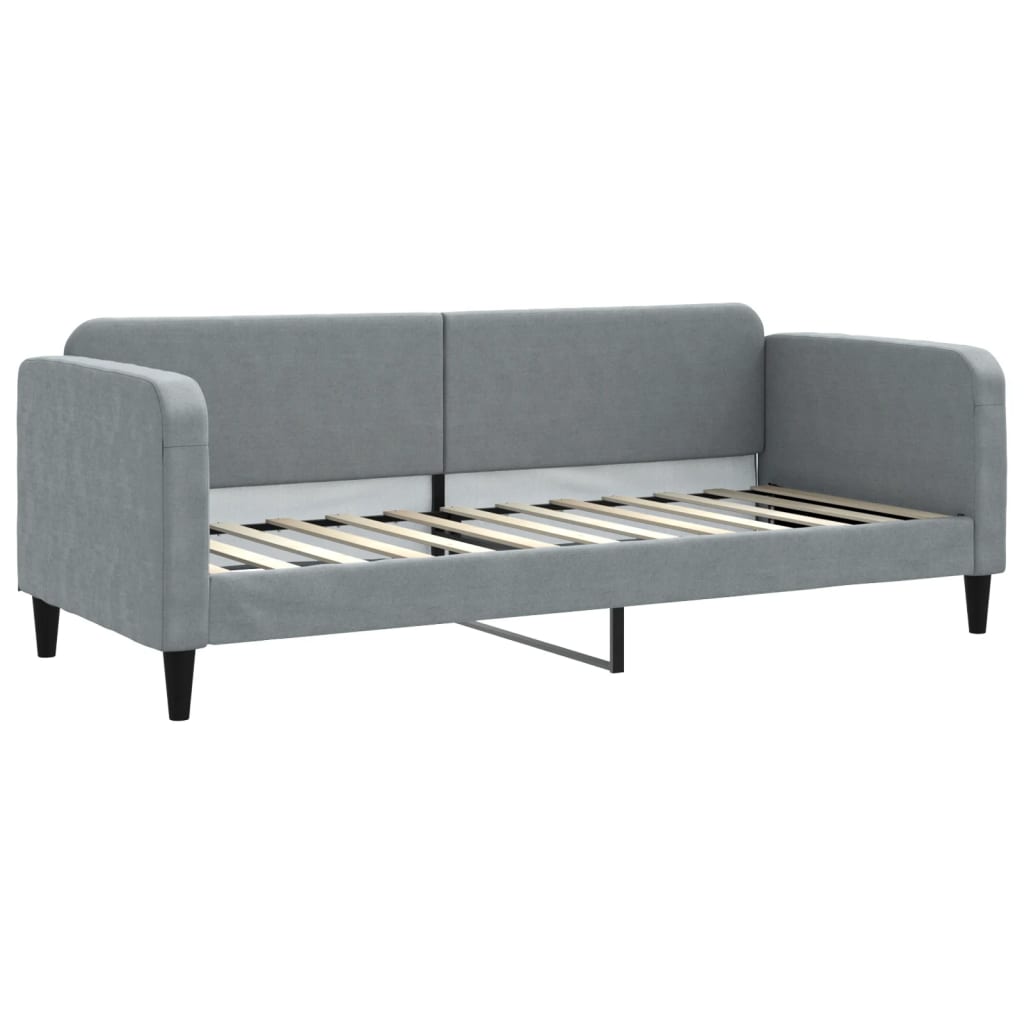 Lit de jour avec gigogne et matelas gris clair 80x200 cm tissu - XIOS
