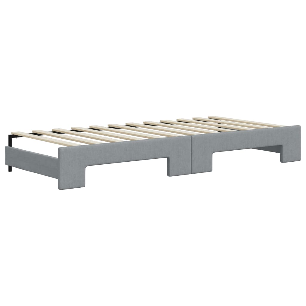 Lit de jour avec gigogne et matelas gris clair 80x200 cm tissu - XIOS