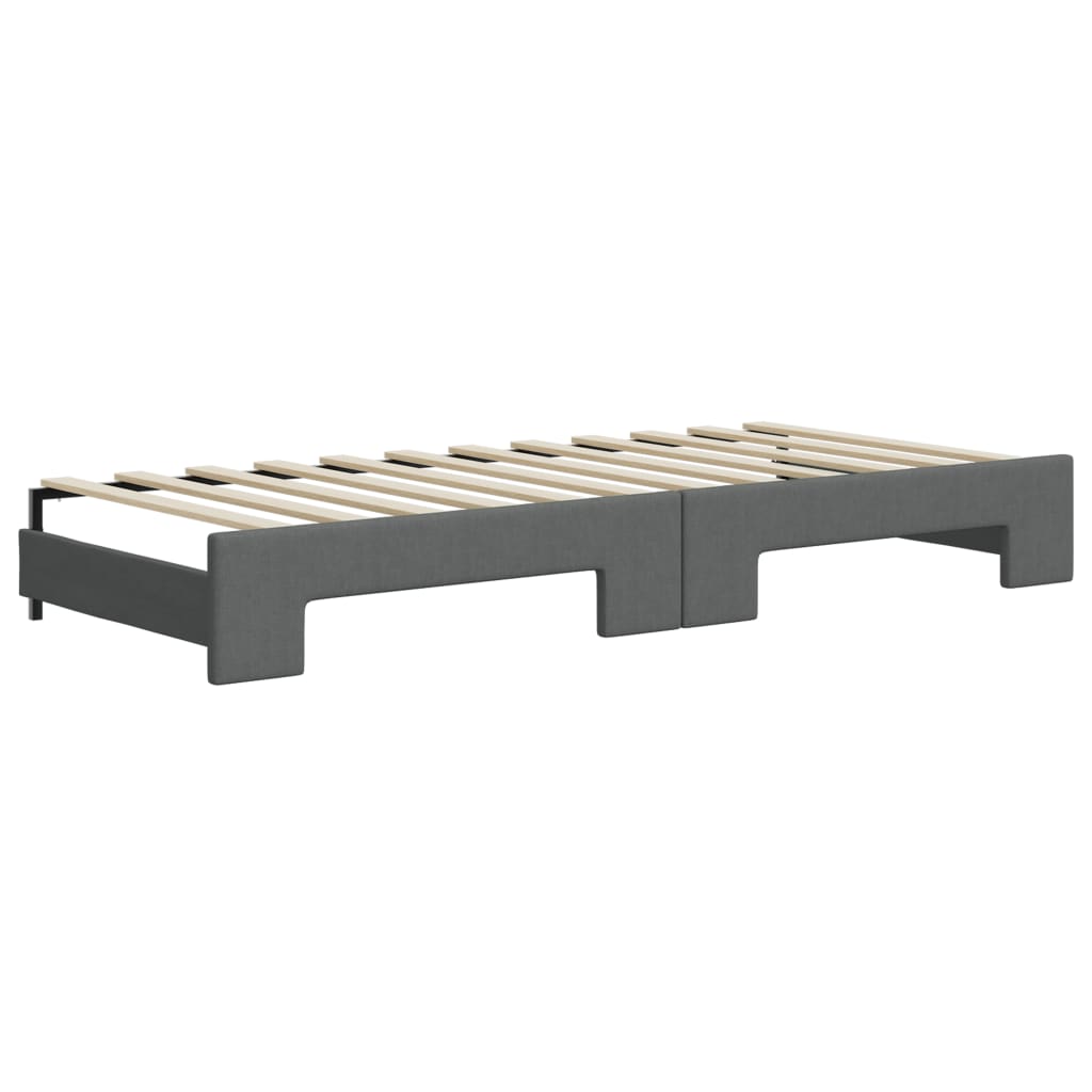Lit de jour avec gigogne et matelas gris foncé 80x200 cm tissu - XIOS