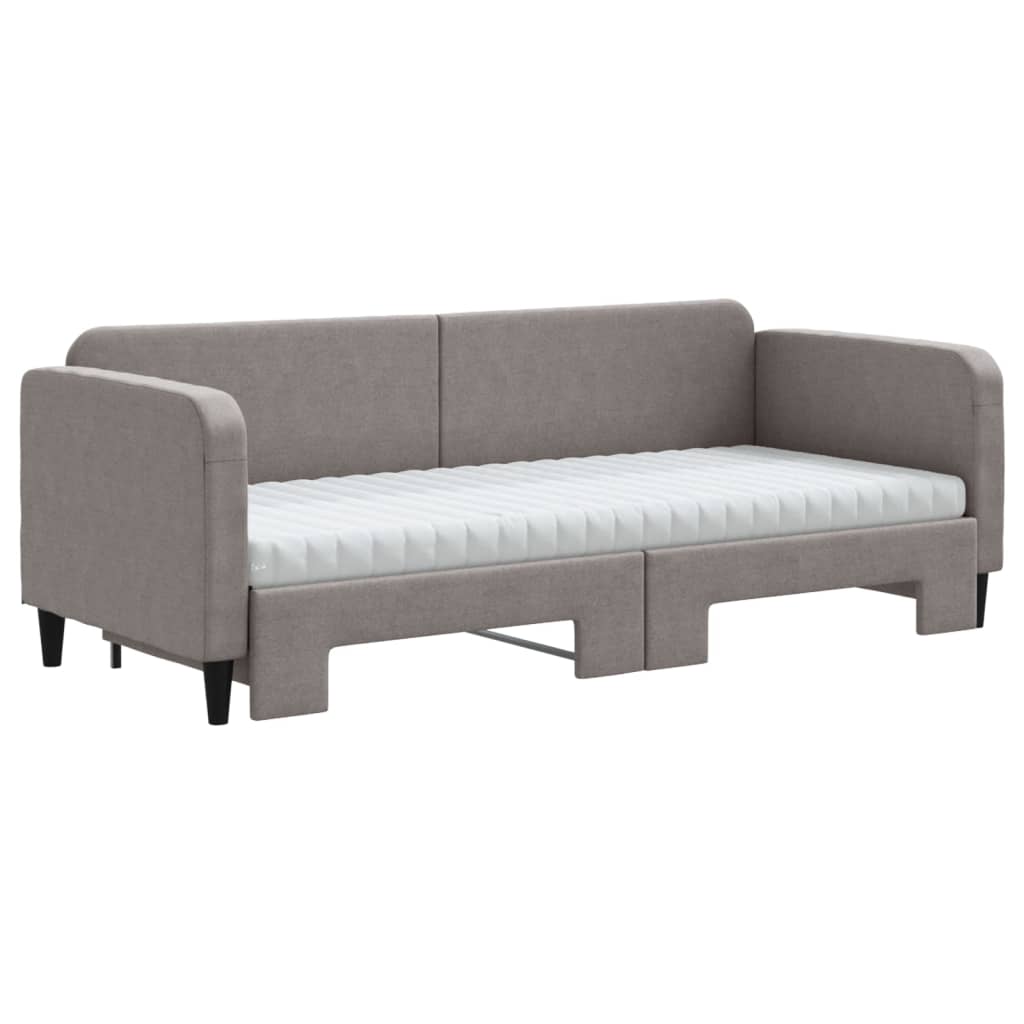 Lit de jour avec gigogne et matelas taupe 80x200 cm tissu - XIOS