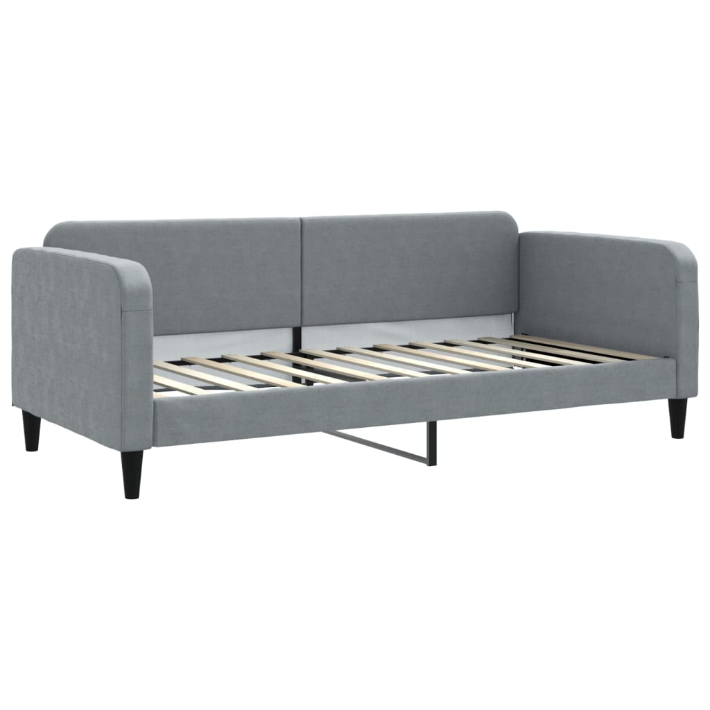 Lit de jour avec gigogne et matelas gris clair 90x200 cm tissu - XIOS