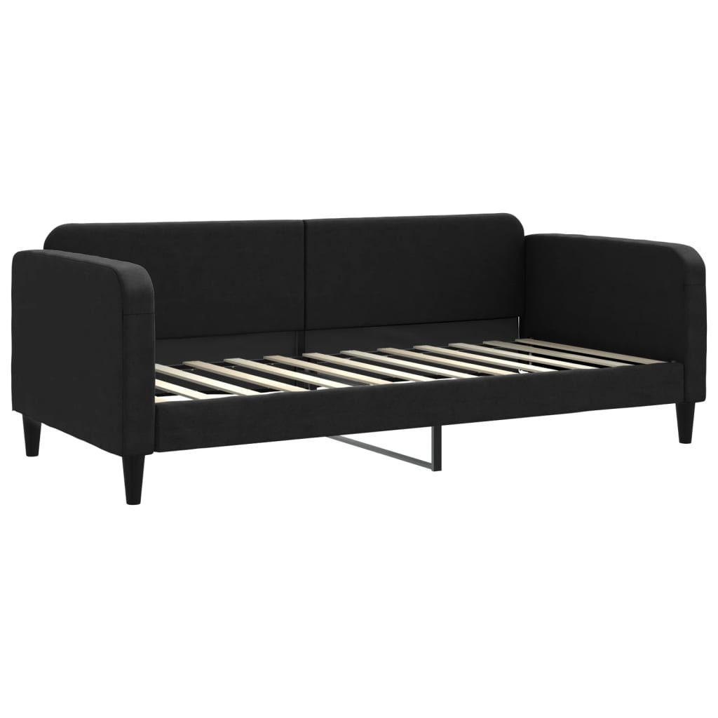 Lit de jour avec gigogne et matelas noir 90x200 cm tissu - XIOS