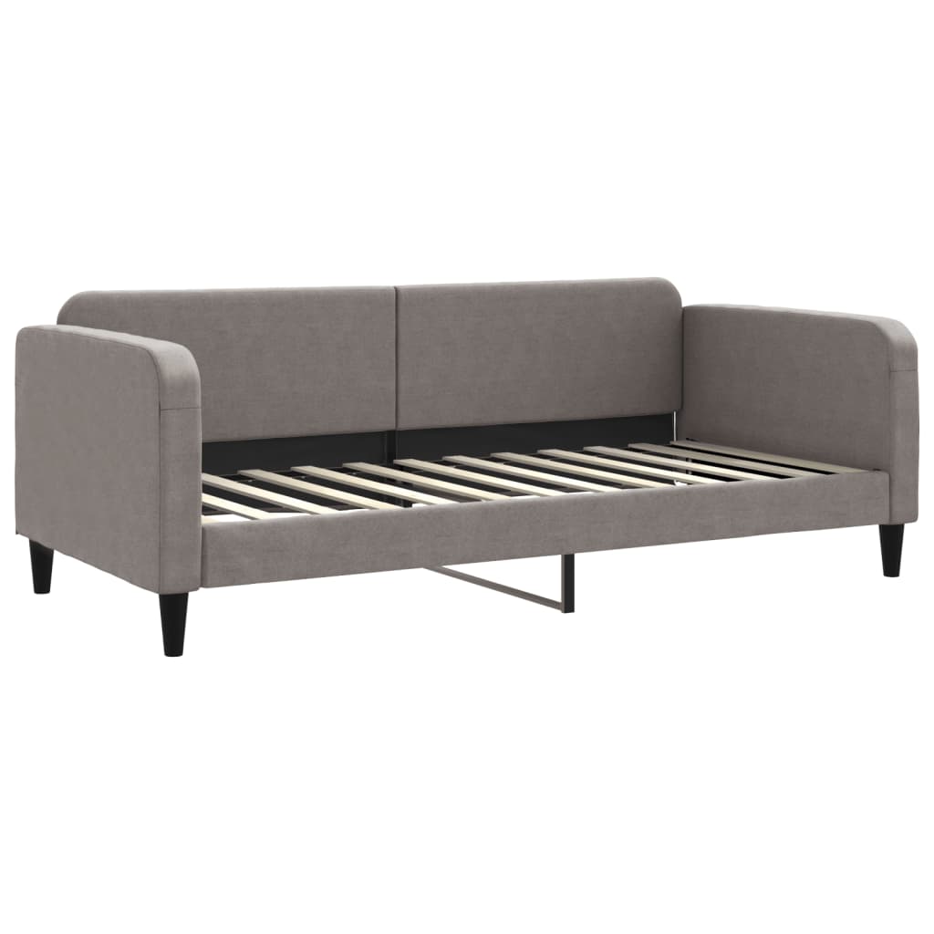 Lit de jour avec gigogne et matelas taupe 90x200 cm tissu - XIOS