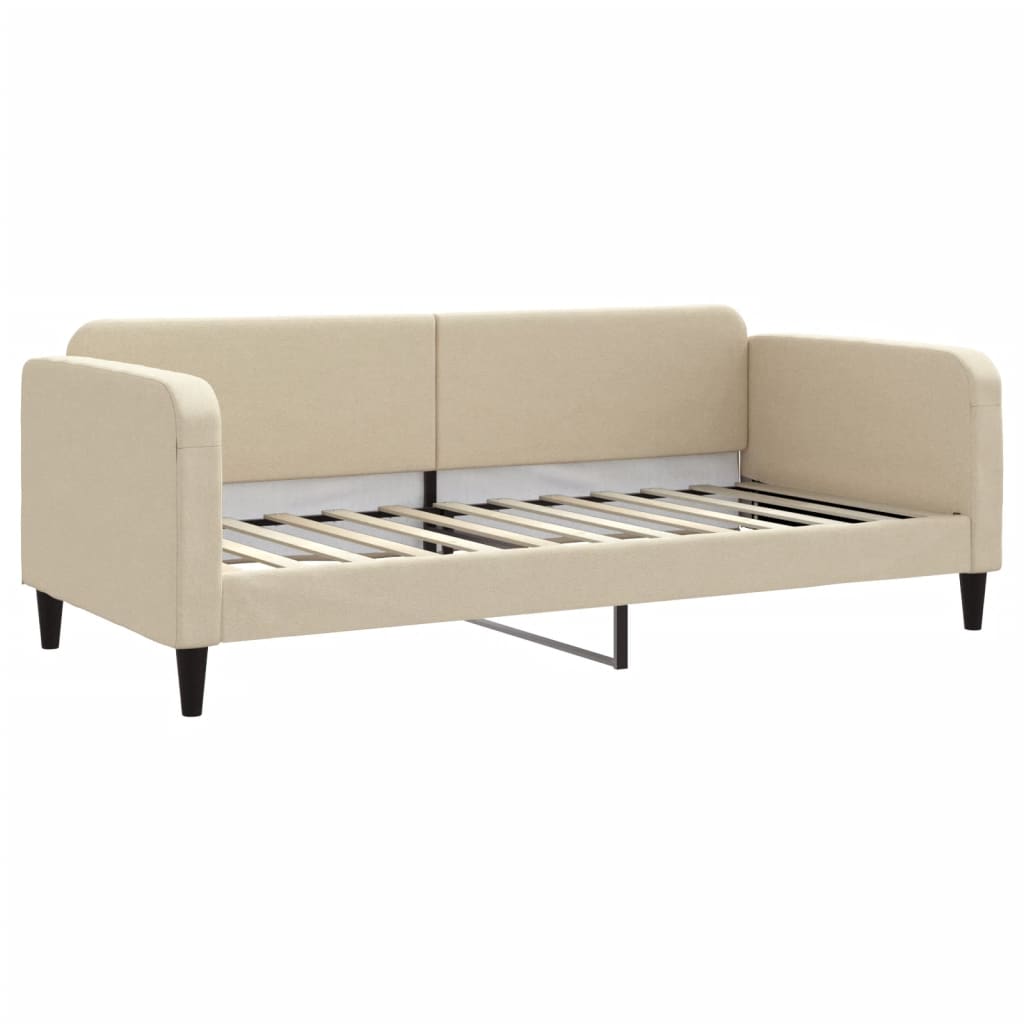 Lit de jour avec gigogne et matelas crème 90x200 cm tissu - XIOS