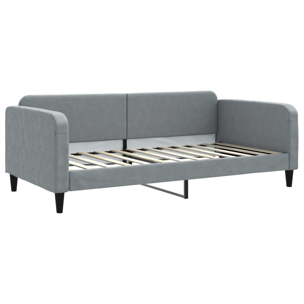 Lit de jour avec gigogne et matelas gris clair 100x200 cm tissu - XIOS